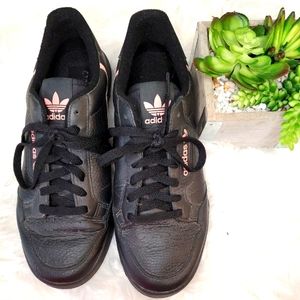 Adidas Originals Continental  Women's Black Pink Leather Sneakers Size 10.